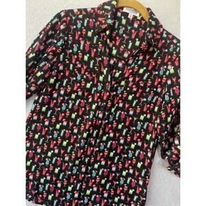Express Womens Slim Fit Portofino Button-Up Sheer Top Size XXS Cocktails Drinks